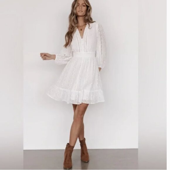 Baltic Born Harmony Embossed Mini Dress Size Large NWT Off White - Picture 1 of 12